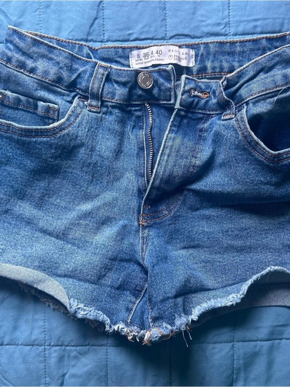 Denim&Co Medium Blue High-Rise Denim Shorts